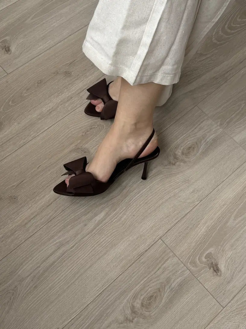 Magna Elegant Bow Detail Stiletto High Heel Sandals
