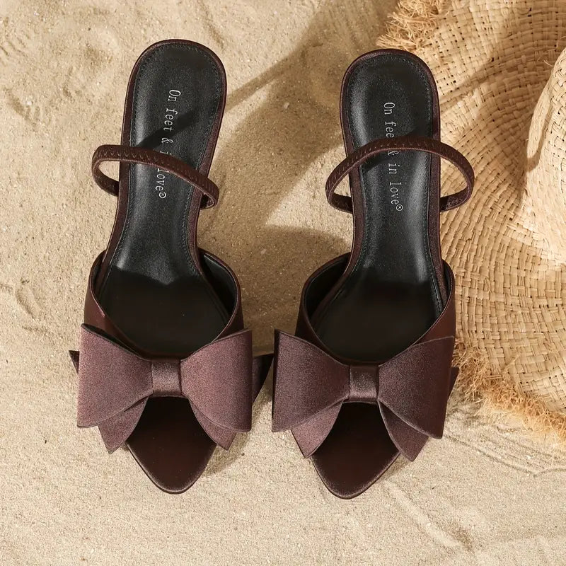 Magna Elegant Bow Detail Stiletto High Heel Sandals