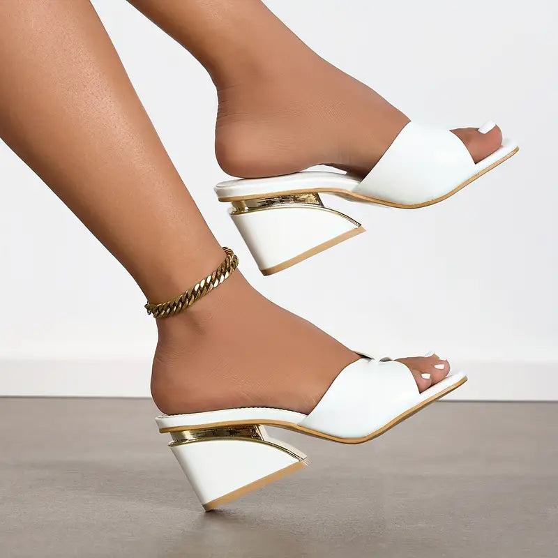 Magna White Wedge Sandals
