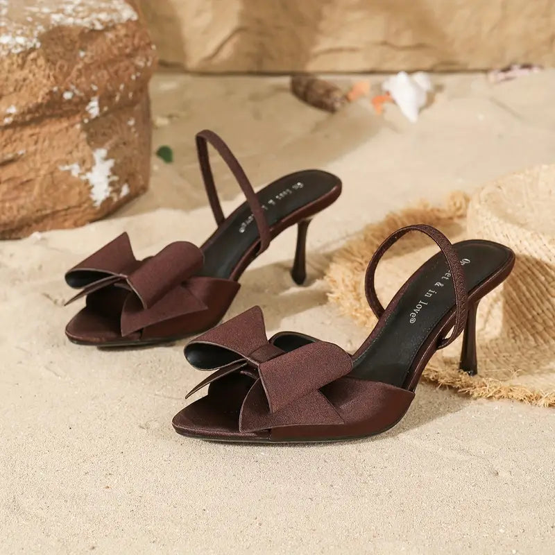 Magna Elegant Bow Detail Stiletto High Heel Sandals