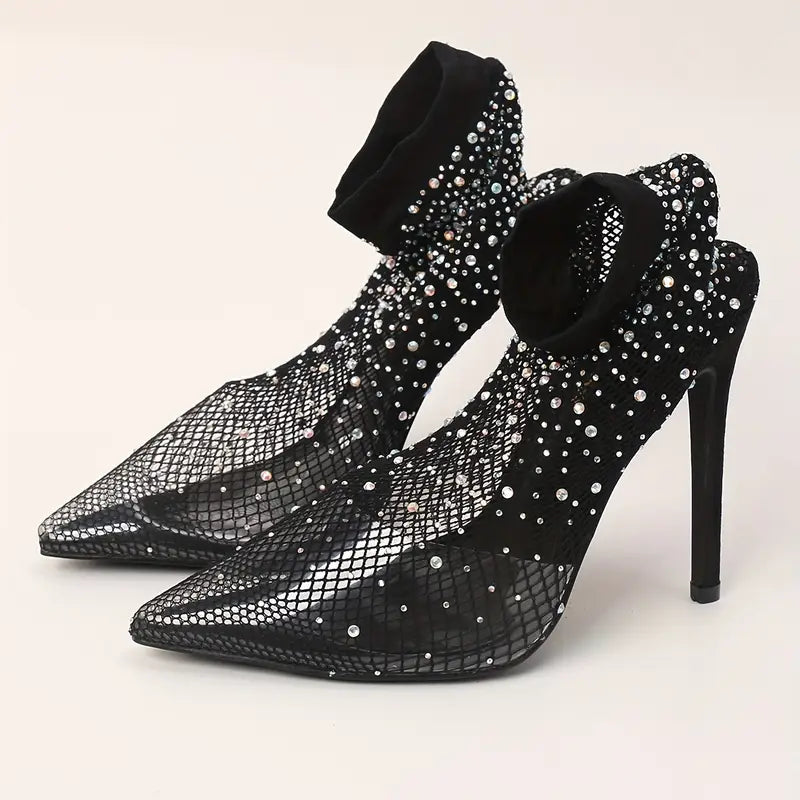 Rhinestone Decor Stiletto Heels