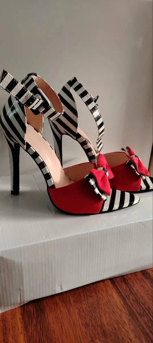Magna Chic Red Bowknot Peep-Toe Stiletto Heels