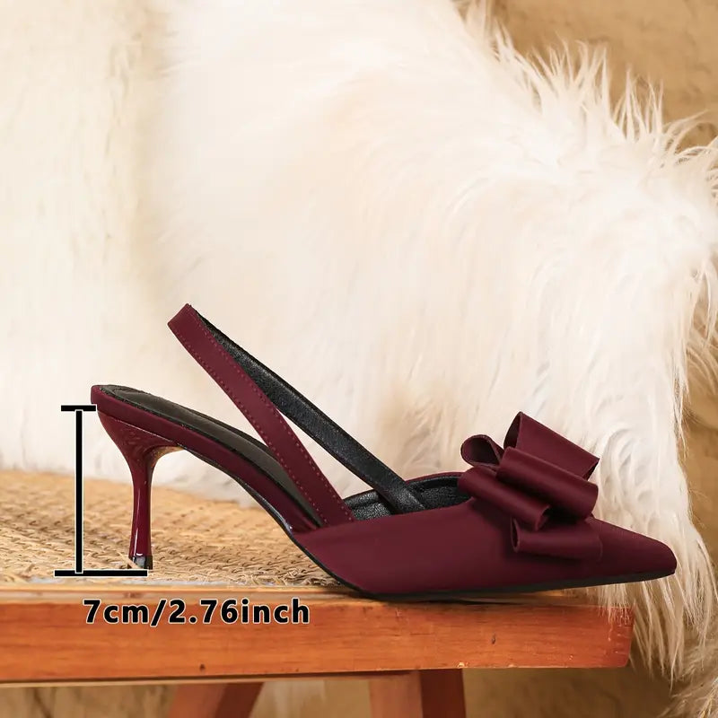 Magna Elegant Bow-Adorned Pointed-Toe Stiletto Heels