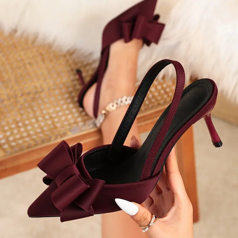 Magna Elegant Bow-Adorned Pointed-Toe Stiletto Heels