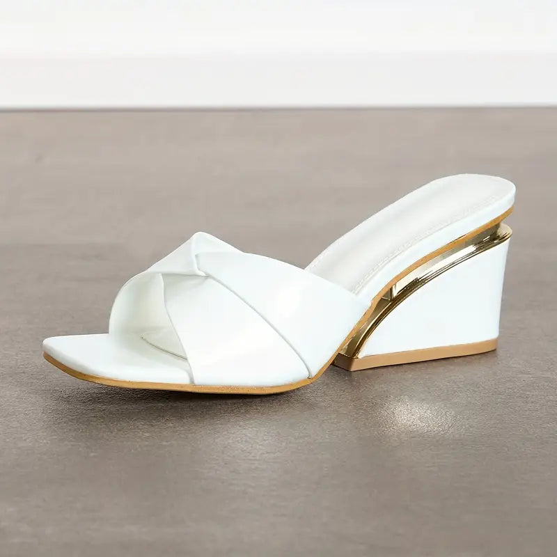 Magna White Wedge Sandals