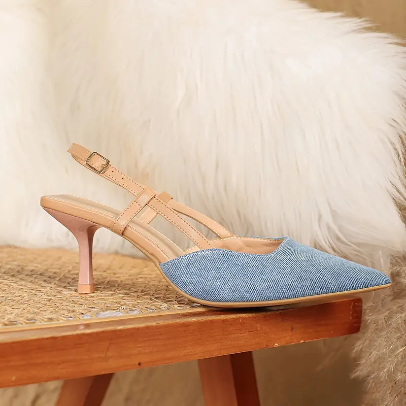 Magna Pointed Toe Kitten Heel High Heel