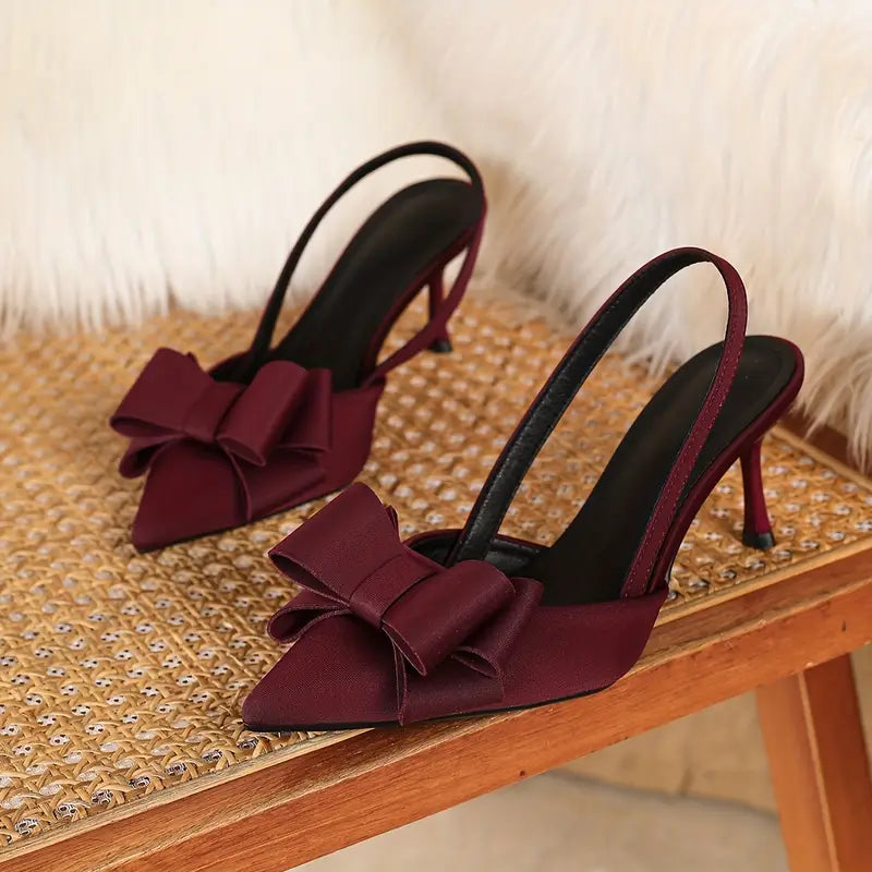 Magna Elegant Bow-Adorned Pointed-Toe Stiletto Heels