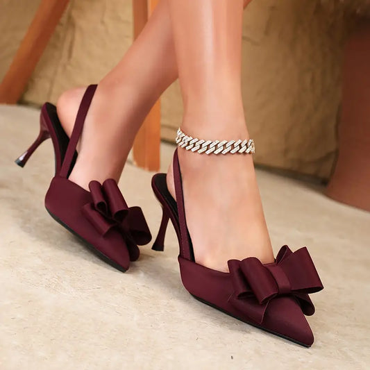 Magna Elegant Bow-Adorned Pointed-Toe Stiletto Heels