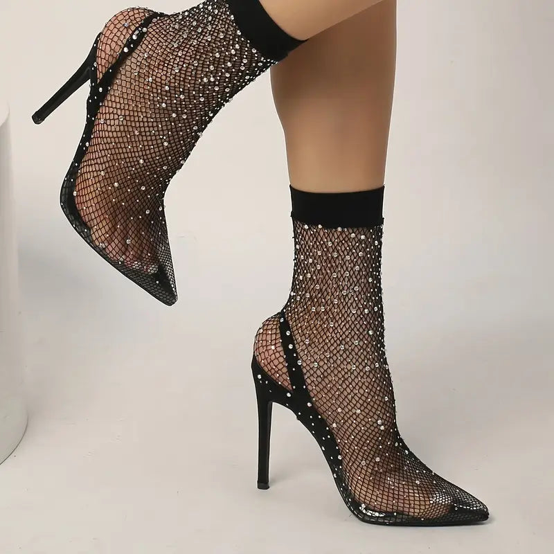 Rhinestone Decor Stiletto Heels