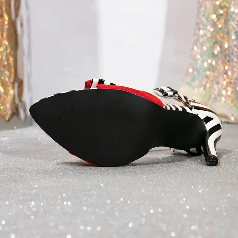 Magna Chic Red Bowknot Peep-Toe Stiletto Heels