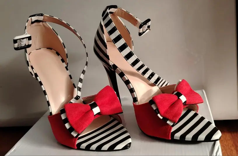 Magna Chic Red Bowknot Peep-Toe Stiletto Heels