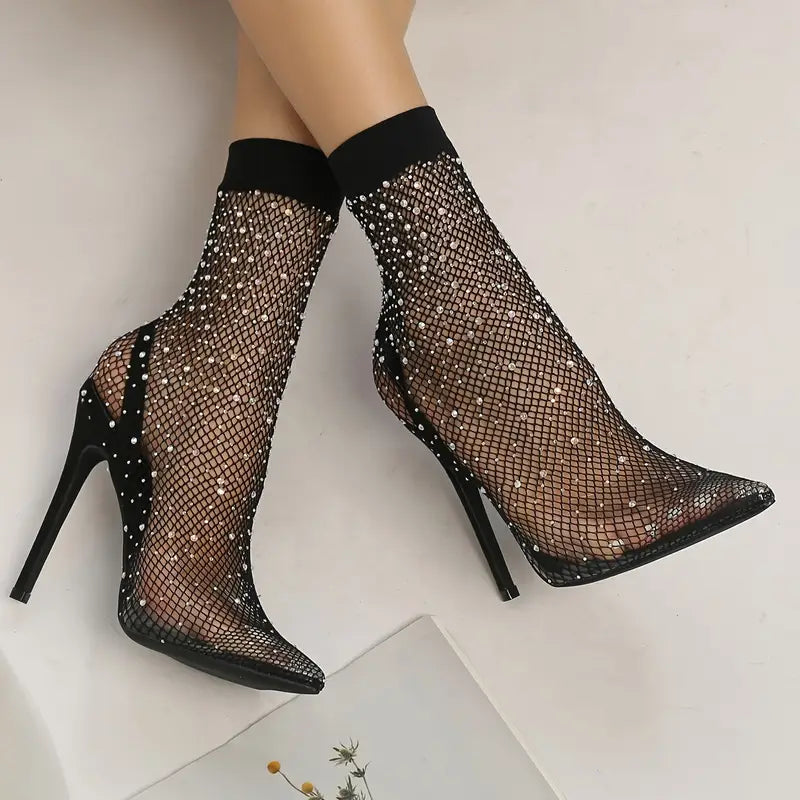 Rhinestone Decor Stiletto Heels
