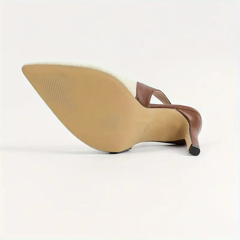 Magna Brown & Beige Pointed-Toe Stiletto Heels