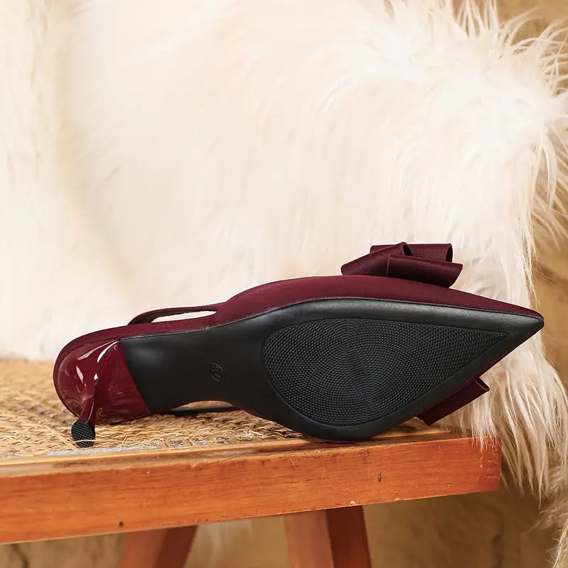 Magna Elegant Bow-Adorned Pointed-Toe Stiletto Heels