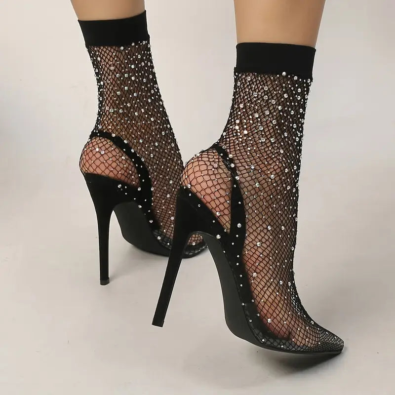 Rhinestone Decor Stiletto Heels